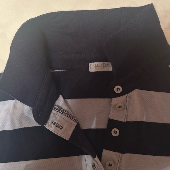 Brandy Melville John Galt Long Sleeve Collar Cropped Blue Striped Shirt Size S - Picture 4 of 5